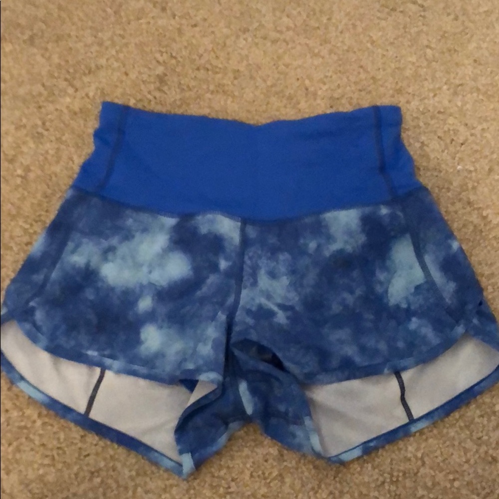 new high waisted lululemon tie dye speed shorts